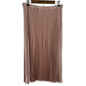 Anne Klein Womens Pleated Satin Midi Skirt Pink Size L